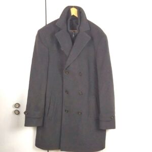 Ralph Lauren Mens Dark Gray  Double-Breasted Pea Coat Wool Labrada Luxe Sz.44